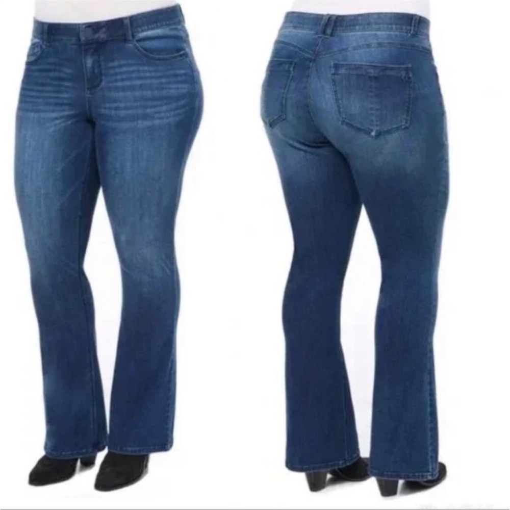 Democracy Ab Solution Slimming Bootcut Jeans Sz 16W Dark Wash Stretch - Picture 2 of 14